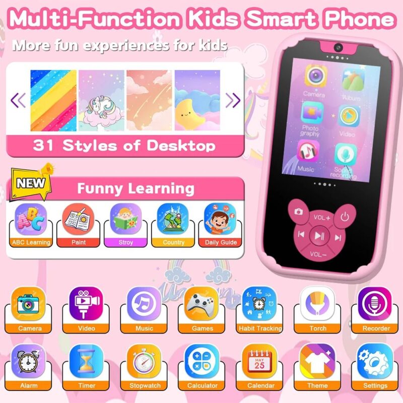 Kids Smart Educational Phone Toy with Dual Camera, Music Player & 8GB Games – Learning Gift for Ages 3–12 - Image 2