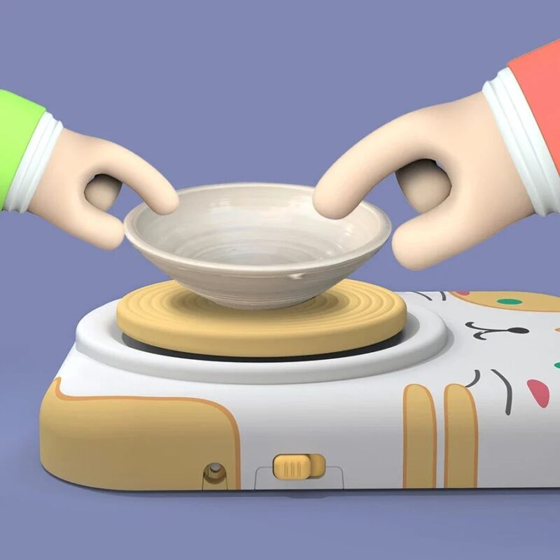 Electric Pottery Machine Kids' Handmade Clay Turntable Mini Pottery Wheel Ceramic Molding Machine DIY Material and Tool Set - Image 6