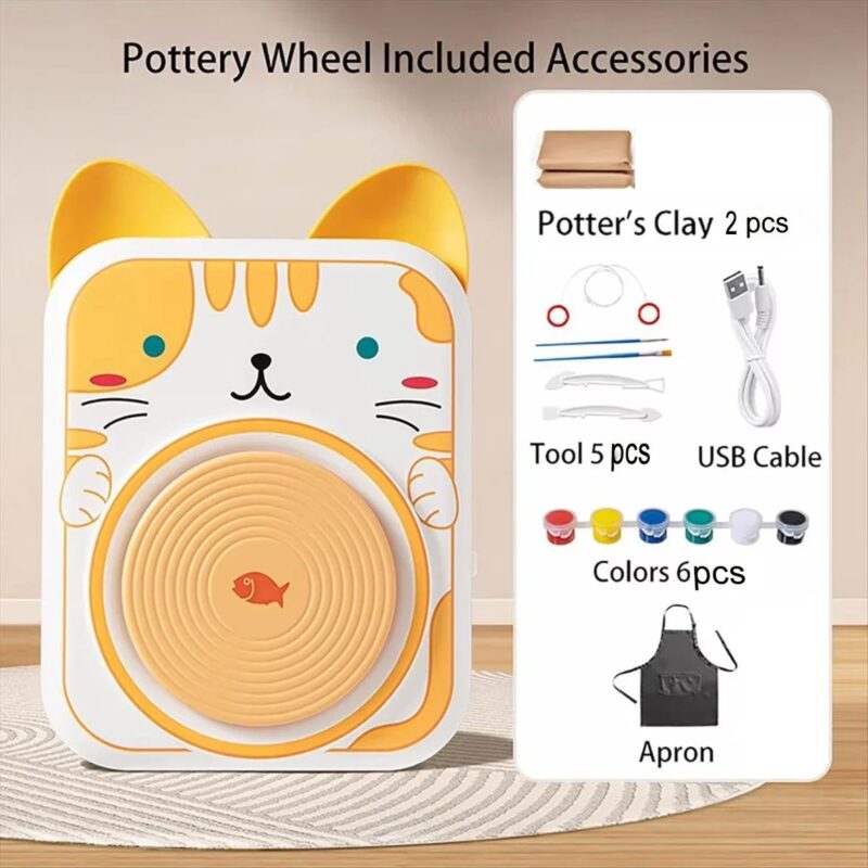 Electric Pottery Machine Kids' Handmade Clay Turntable Mini Pottery Wheel Ceramic Molding Machine DIY Material and Tool Set - Image 8