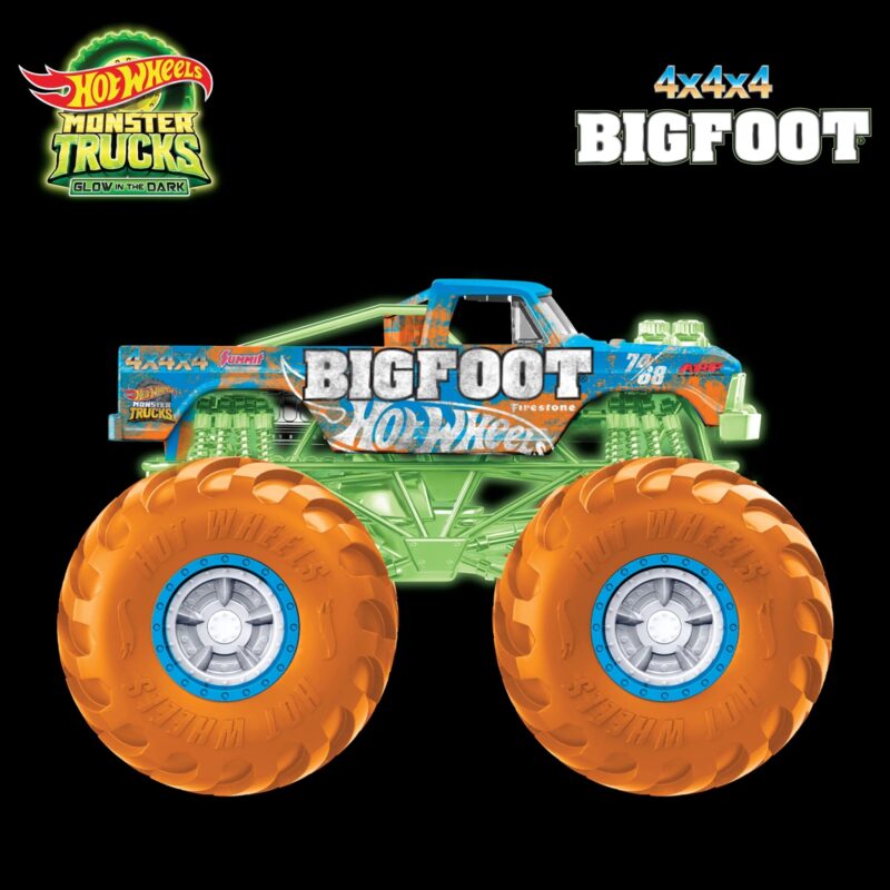 Wheels Monster Trucks Die-Cast 1:64 Scale Toy Truck that Glows in the Dark - Image 5